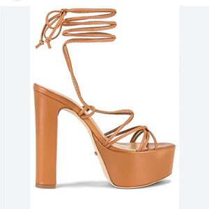 TONY BIANCO Jemma Sandal in Tan Como‎ size 8.5 platform ankle tie
